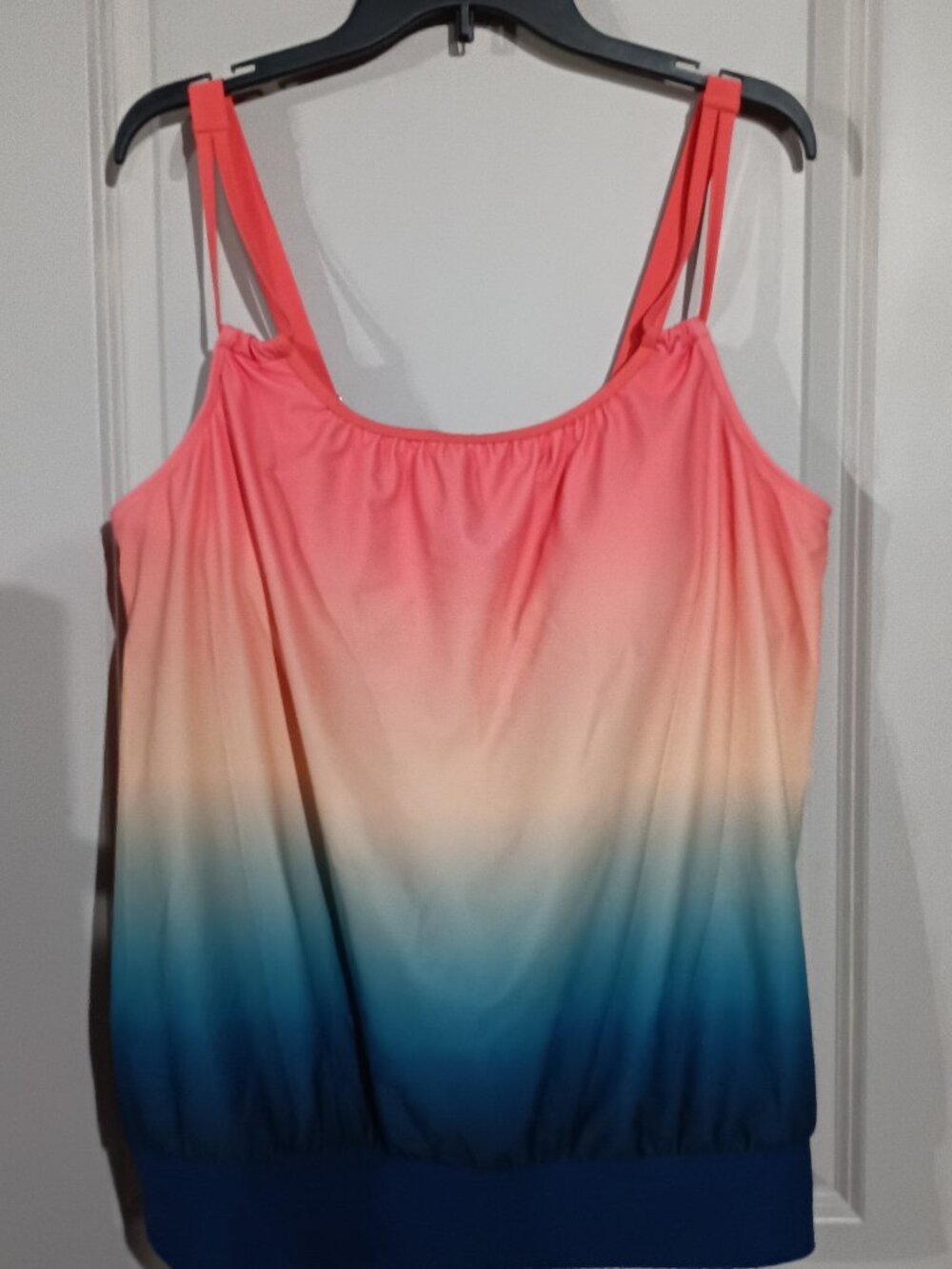 Modlilly Lightweight Mid Waisted Ombre Coral Tankini Set XL